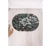 Коврик в прихожую JoyArty овальный Серые цветы 58x38 см sbm_sd3906_58x38