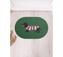 Коврик придверный грязезащитный в прихожую JoyArty с принтом Такса в футболке овальный 58x38 см sbm_53896_58x38
