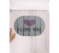 Коврик придверный грязезащитный в прихожую JoyArty с принтом Сердце на деревянном фоне овальный 58x38 см sbm_46203_58x38