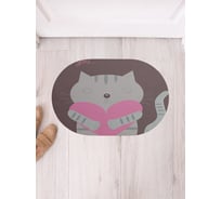 Коврик придверный грязезащитный в прихожую JoyArty с принтом Кот романтик овальный 58x38 см sbm_53932_58x38