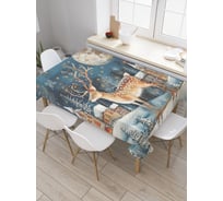 Прямоугольная тканевая скатерть на стол с рисунком JoyArty Олень под луной 145х180 см, серия Новый год и Рождество tc_sd3987_180x145