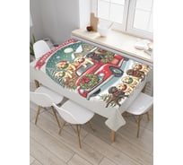 Прямоугольная тканевая скатерть на стол с рисунком JoyArty Счастливого праздника 120х145 см, серия Новый год и Рождество tc_sd3952_120x145