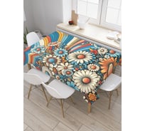 Прямоугольная тканевая скатерть на стол с рисунком JoyArty Нарисовал ромашки 120х145 см tc_sd3532_120x145