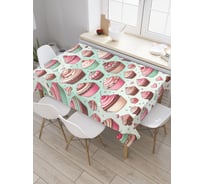 Прямоугольная тканевая скатерть на стол с рисунком JoyArty Пирожные 145х180 см tc_sd3430_180x145