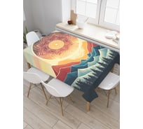 Прямоугольная тканевая скатерть на стол с рисунком JoyArty Лотос над горами 145х180 см tc_sd3451_180x145