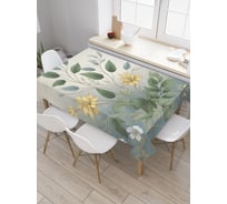 Прямоугольная тканевая скатерть на стол с рисунком JoyArty Туманные цветы 120х145 см tc_sd3586_120x145
