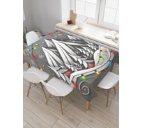 Прямоугольная тканевая скатерть на стол с рисунком JoyArty Горы в огоньках 145х180 см, серия Новый год и Рождество tc_sd3964_180x145