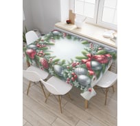 Прямоугольная тканевая скатерть на стол с рисунком JoyArty Праздничный венок 145х180 см, серия Новый год и Рождество tc_sd3950_180x145