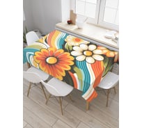 Прямоугольная тканевая скатерть на стол с рисунком JoyArty Раскраска цветов 145х180 см tc_sd3549_180x145