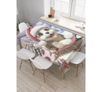 Прямоугольная тканевая скатерть на стол с рисунком JoyArty Катание на санях 145х180 см, серия Новый год и Рождество tc_sd3868_180x145