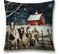 Декоративная наволочка на молнии JoyArty Коровы на прогулке 45x45 см, серия Новый год и Рождество sl_sd3988