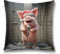 Декоративная наволочка на молнии JoyArty Поющая хрюшка 45x45 см, серия Новый год и Рождество sl_sd3876