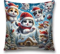 Декоративная наволочка на молнии JoyArty Рождественские котики 45x45 см, серия Новый год и Рождество sl_sd3880