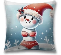 Декоративная наволочка на молнии JoyArty Снеговик бикини 45x45 см, серия Новый год и Рождество sl_sd3877