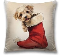 Декоративная наволочка на молнии JoyArty Щенок в валенке 45x45 см, серия Новый год и Рождество sl_sd3998