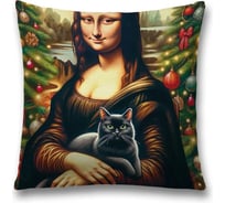 Декоративная наволочка на молнии JoyArty Джоконда с котом 45x45 см, серия Новый год и Рождество sl_sd3894