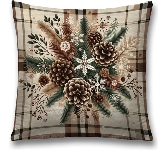 Декоративная наволочка на молнии JoyArty Шишки в иголках 45x45 см, серия Новый год и Рождество sl_sd3905 1