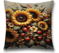 Декоративная наволочка на молнии JoyArty Клубника и подсолнух 45x45 см sl_sd3446