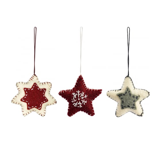 Набор елочных украшений Tkano Christmas stars, из фетра, из коллекции New Year Essential, 3 шт. TK23-NY_SET0012
