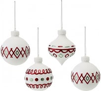 Набор елочных украшений Tkano Festive embroidey, с подсветкой, из коллекции New Year Essential, 4 шт. TK24-NY_DEC0023