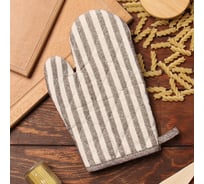 Варежка-прихватка Доляна Полоса коричневый, 25x17 см, 50% п/э 50% хлопок 10103131