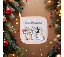 Прихватка Доляна Christmas kittens 17x17 см, 35% хлопок, 65% пэ, ватин 250 г/м2 10330153