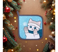 Прихватка Доляна Снежная зима 17x17 см, 35% хлопок, 65% пэ, ватин 250 г/м2 10330156