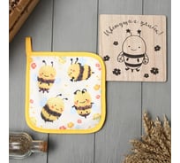 Набор кухонный Доляна Ярких моментов, подставка 15*15 см, прихватка 17*17 см 10566166