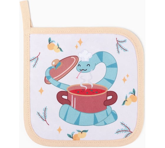 Прихватка Доляна Вкусного года 17x17 см, 35% хлопок, 65% пэ, ватин 250 г/м2 10330186 1