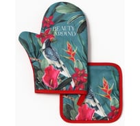 Набор кухонный Доляна Beauty, варежка-прихватка 20x27 см, прихватка 17x17 см, 100% п/э 10425101