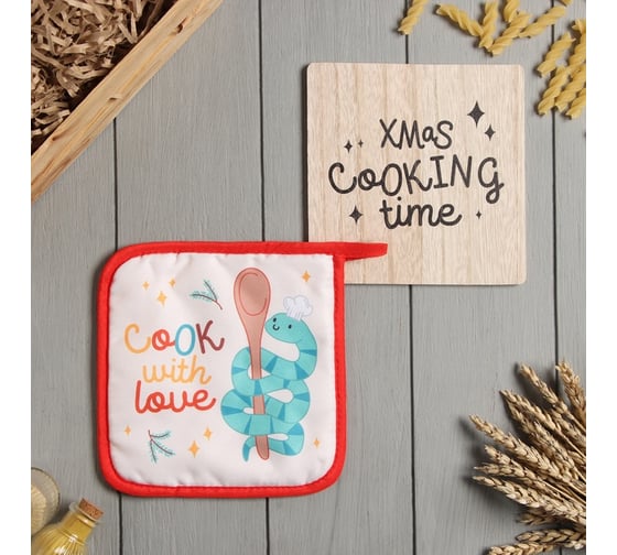 Набор кухонный Доляна Cooking time, подставка 15*15 см, прихватка 17*17 см 10256422 1