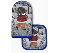 Кухонный набор Этель Forest bear варежка 15x28см, прихватка 19x19см, 100% хлопок 10366927