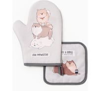 Кухонный набор Доляна Cofee&dogs варежка-прих.20x27см, прихватка 17x17см 100% п/э 10425104