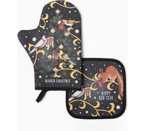 Кухонный набор Этель Wonder christmas варежка 20x28см, прихватка 19x19см, 100% хлопок 10366967