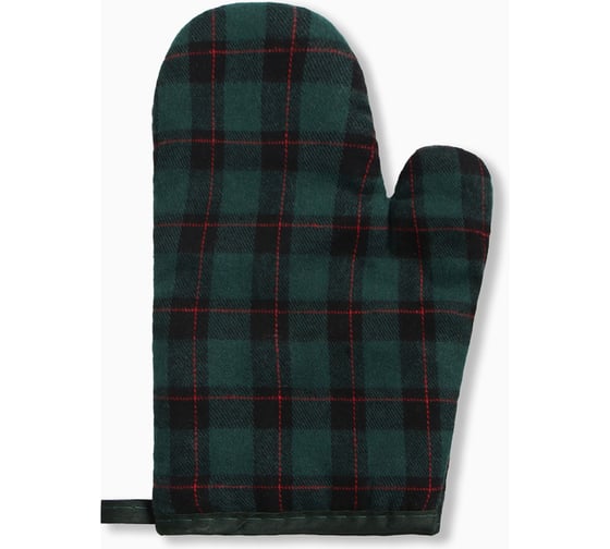 Варежка-прихватка Этель Клетка зеленый 26х16см, 100% п/э 10513427 1