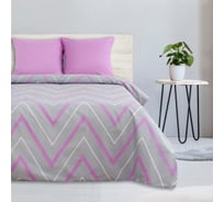 Простыня на резинке Этель Сиренево-серые зигзаги 180х200х25, 100% хлопок, поплин, 125г/м2 10801855
