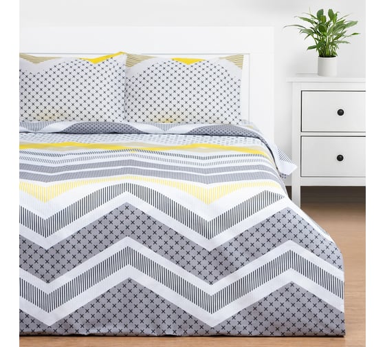 Простыня на резинке Этель Gray geometry 160х200х25, 100% хлопок, бязь, 125г/м2 10801837 1