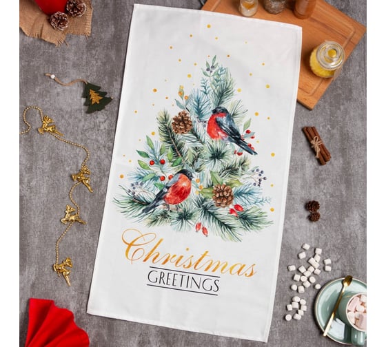 Полотенце Этель Сhristmas bells 40x73 см, 100% хлопок, саржа 190 г/кв.м 7321886 1