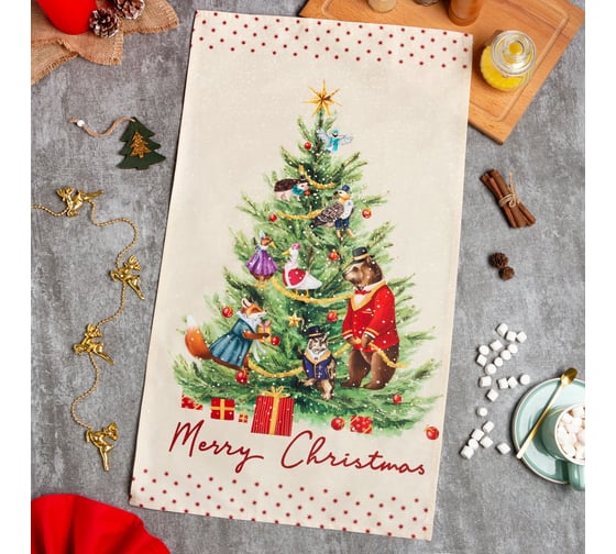 Полотенце Этель Noble Christmas 40x73 см, 100% хлопок, саржа 190 г/кв.м 7182002