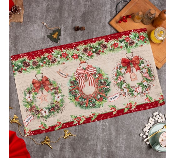 Полотенце Этель Новогоднее настроение 40x70 см, 100% хлопок, саржа 190 г/кв.м 4389579 1