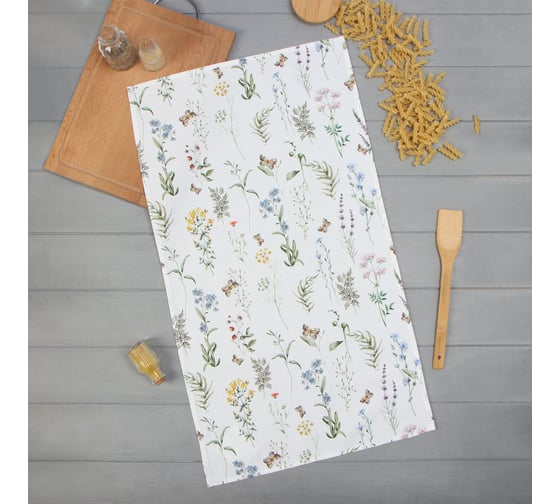 Полотенце Этель Цветы 40x73 см, 100% хлопок, саржа 190 г/кв.м 10111209 1