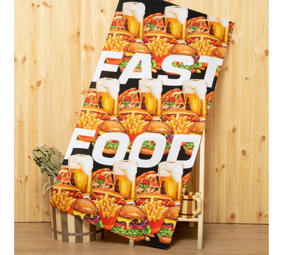 Полотенце Этель Fast food 70x146 см, 100% хлопок 160 г/кв.м 7721831 1