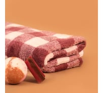 Полотенце банное Этель Клетка, цвет розовый, 70x140 см, 100% полиэстер, 240 г/кв.м 10518895