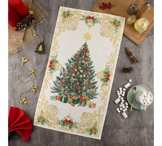 Полотенце Этель Golden Christmas 40x73 см, 100% хлопок, саржа 190 г/кв.м 5135265 1