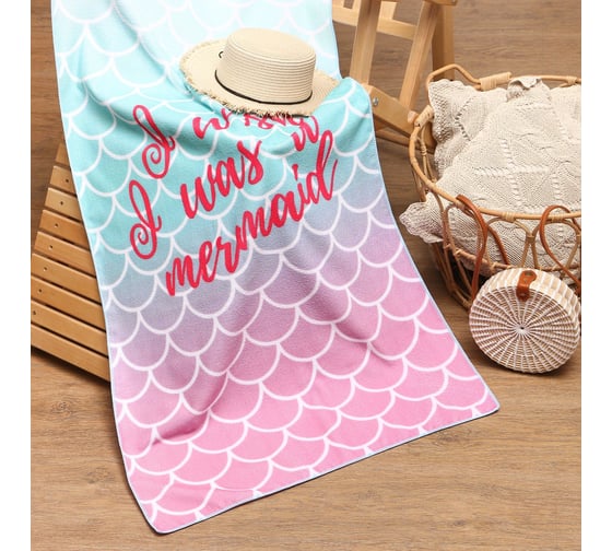 Полотенце пляжное Этель Русалка, 70х140 см, 250 г/кв.м, 100% полиэстер 9360143 1