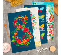 Набор кухонных полотенец Доляна 8 Марта 35x60 см 4 шт, 100% хлопок 5215742