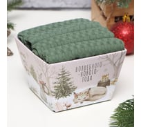 Набор кухонных полотенец Доляна цвет хаки, 35x60 см, 4 шт, 100% хлопок, вафля 220 г/кв.м 9836662