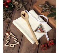Набор подарочный Доляна Winter белый, полотенце 35x60 см, 100% хлопок, вафельное полотно 220 г/кв.м 10644938