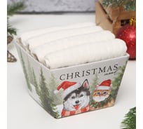 Набор кухонных полотенец Доляна цвет белый, 35x60 см, 4 шт, 100% хлопок, вафля 220 г/кв.м 9836660