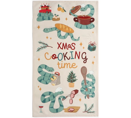 Набор полотенец Этель в мешочке Xmas cooking полотенце 40x70 см, формочки для запекания - 3 шт 10644926